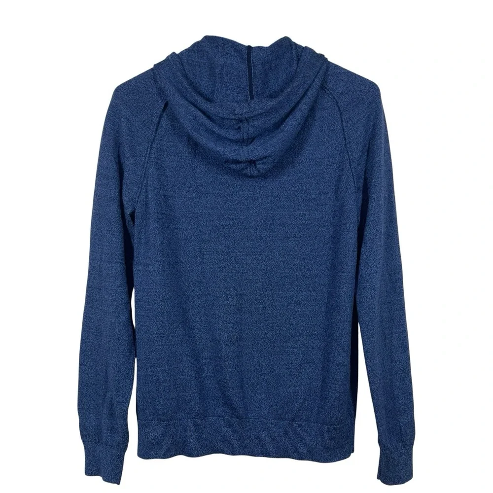 Banana Republic Baruffa Merino Wool Popover Hooded Sweater Mens M TALL Navy